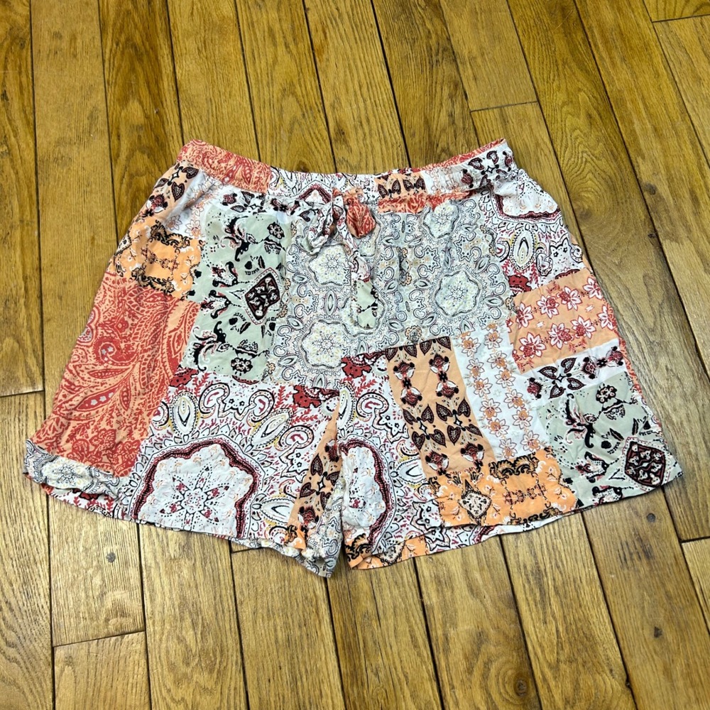 Deja Bleu Premium Womens Patchwork Paisley Rayon Shorts Multi Color Size L